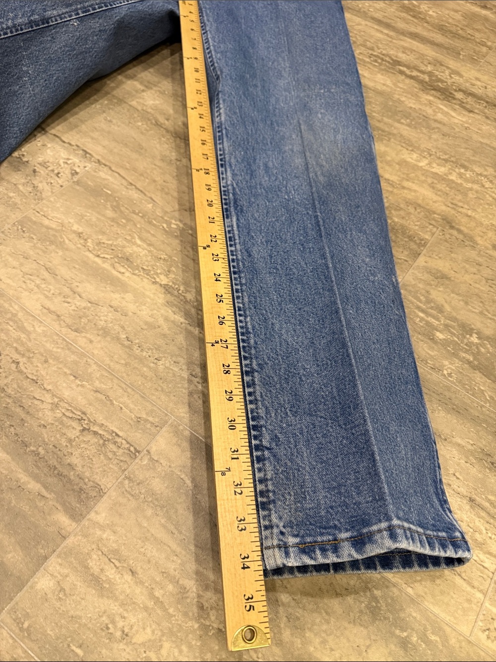 Men's Classic Blue Denim Jeans - Casual Straight Fit 47WMZSW Size 34x34 - Picture 6 of 11